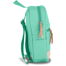 Load image into Gallery viewer, Mini Backpack - Mint Coated Canvas Front Angle in Color &#39;Mint Coated Canvas&#39;
