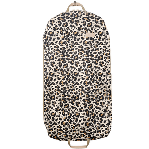 50" Garment Bag - Leopard Coated Canvas Front Angle in Color 'Leopard Coated Canvas'
