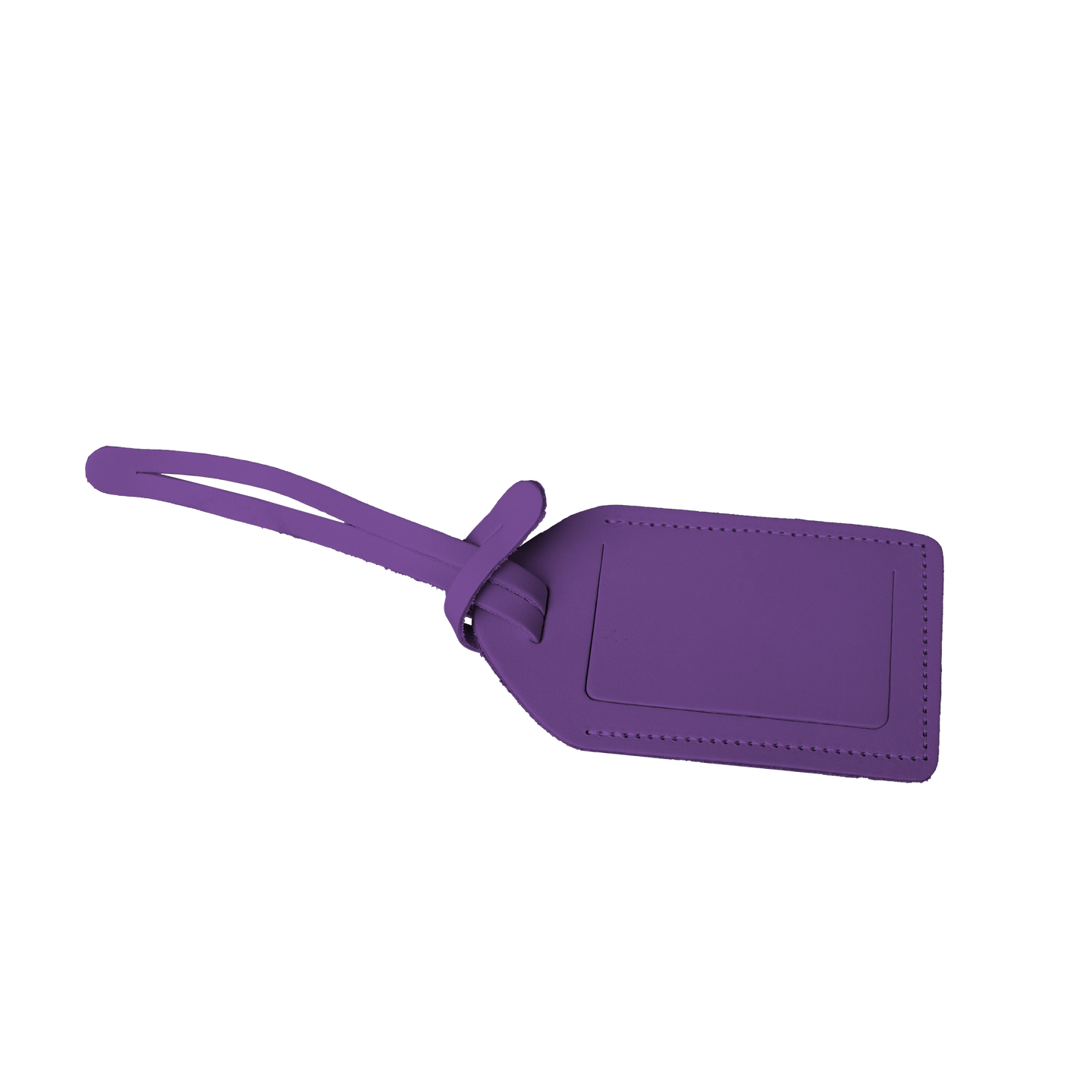 Luggage Tag - Plum Leather Front Angle in Color 'Plum Leather'