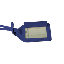 Load image into Gallery viewer, Luggage Tag - Royal Blue Leather Front Angle in Color &#39;Royal Blue Leather&#39;
