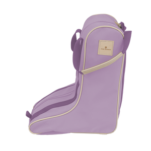 Boot Bag - Lilac Coated Canvas Front Angle in Color 'Lilac Coated Canvas'