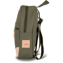 Load image into Gallery viewer, Mini Backpack - Moss Coated Canvas Front Angle in Color &#39;Moss Coated Canvas&#39;
