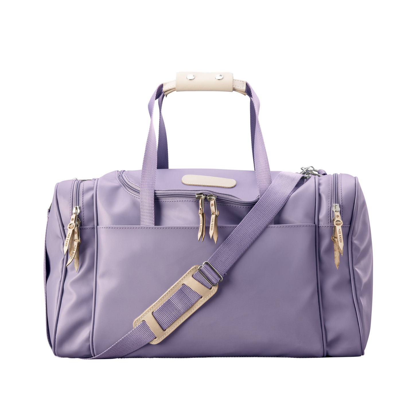 Medium Square Duffel - Lilac Coated Canvas Front Angle in Color 'Lilac Coated Canvas'