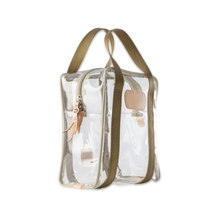 Load image into Gallery viewer, Quality made in America clear toiletry, hunting or golf ball bag with leather patch to personalize with initials or monogram
