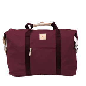Weekender - Burgundy Coated Canvas Front Angle in Color 'Burgundy Coated Canvas'