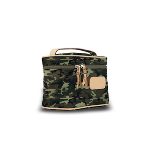 Makeup Case - Classic Camo Coated Canvas Front Angle in Color 'Classic Camo Coated Canvas'