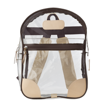 Load image into Gallery viewer, Clear Backpack - Espresso Front Angle in Color &#39;Espresso Webbing&#39;
