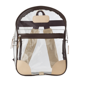 Clear Backpack - Espresso Front Angle in Color 'Espresso Webbing'