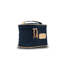 Load image into Gallery viewer, Makeup Case - Navy Coated Canvas Front Angle in Color &#39;Navy Coated Canvas&#39;
