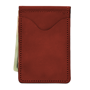 McClip - Wine Leather Front Angle in Color 'Wine Leather'