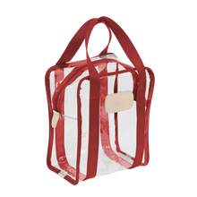 Load image into Gallery viewer, Clear Shag Bag - Red Webbing Front Angle in Color &#39;Red Webbing&#39;
