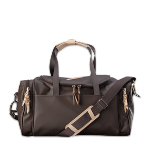 Quality made in America durable coated canvas small duffle bag with natural leather patch to personalize with initials or monogram