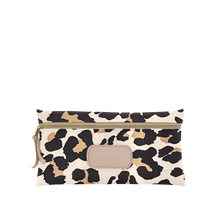 Load image into Gallery viewer, Large Pouch - Leopard Coated Canvas Front Angle in Color &#39;Leopard Coated Canvas&#39;
