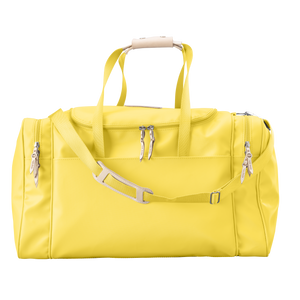Large Square Duffel - Lemon Coated Canvas Front Angle in Color 'Lemon Coated Canvas'