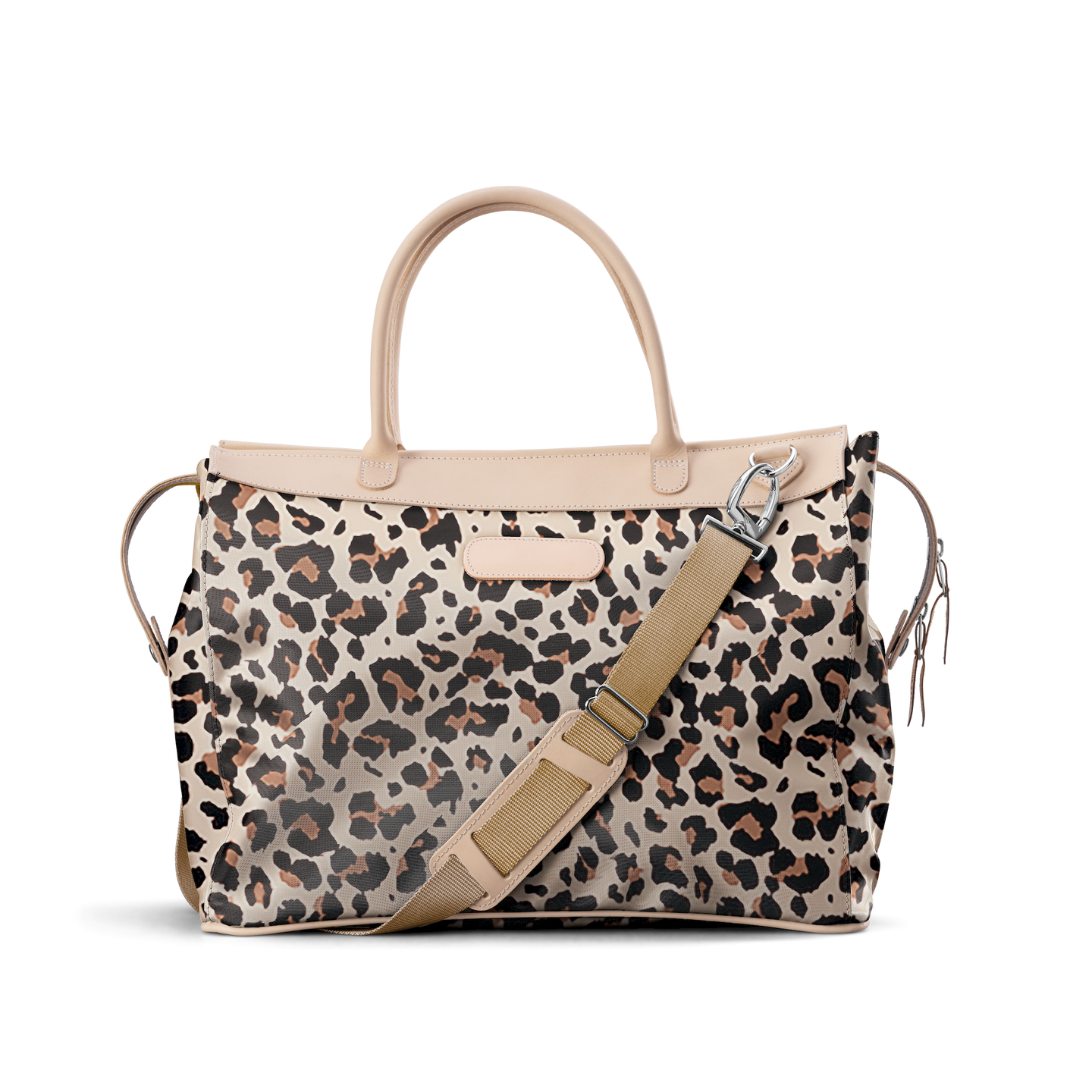Burleson Bag - Leopard Coated Canvas Front Angle in Color 'Leopard Coated Canvas'