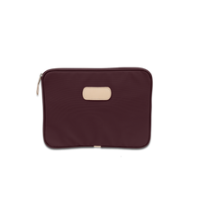 Load image into Gallery viewer, Quality made in America durable coated canvas 13&quot; computer case with  natural leather patch to personalize with initials or monogram
