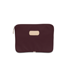 Quality made in America durable coated canvas 13" computer case with  natural leather patch to personalize with initials or monogram