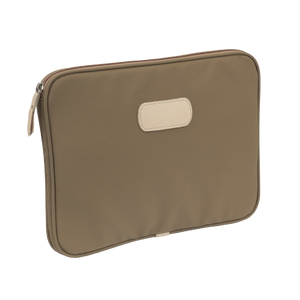 15" Computer Case - Saddle Coated Canvas Front Angle in Color 'Saddle Coated Canvas'