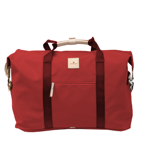 Weekender - Red Coated Canvas Front Angle in Color 'Red Coated Canvas'