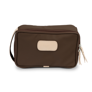 Small Travel Kit - Espresso Coated Canvas Front Angle in Color 'Espresso Coated Canvas'
