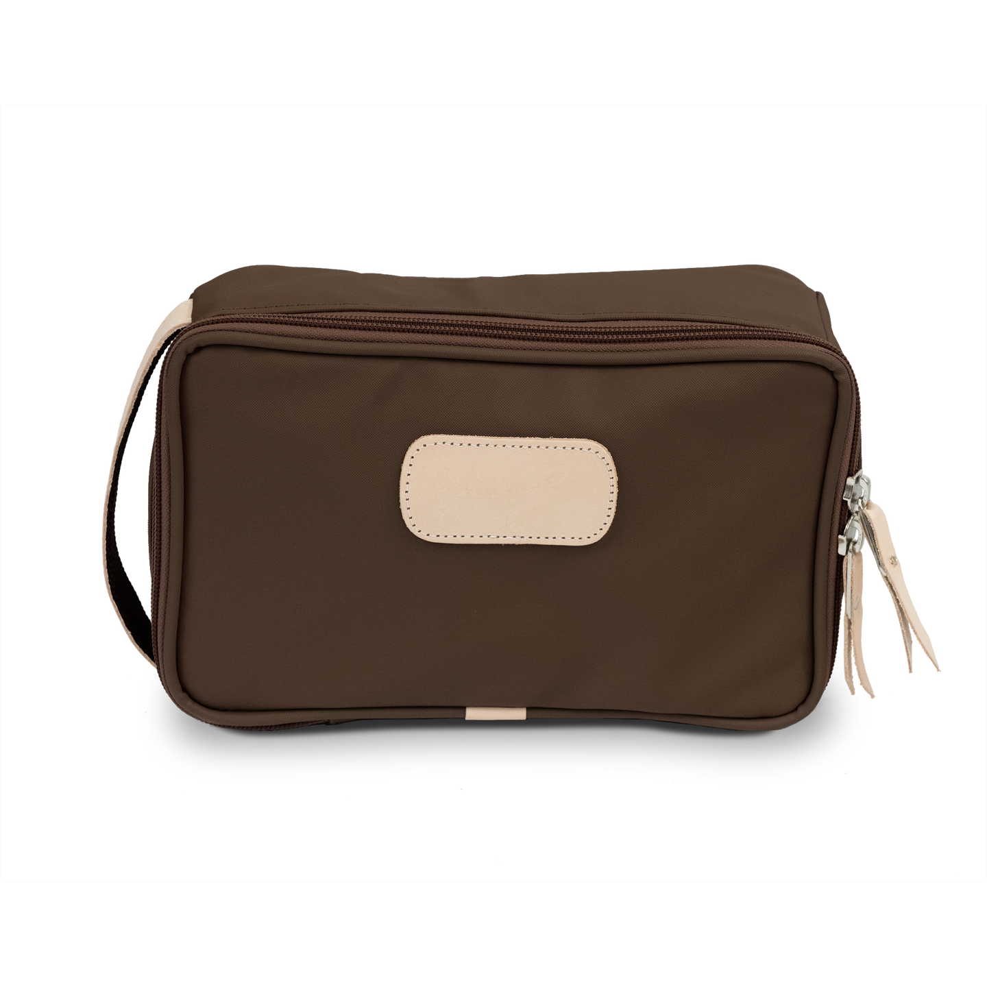 Small Travel Kit - Espresso Coated Canvas Front Angle in Color 'Espresso Coated Canvas'