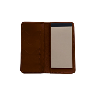 Wood Wallet - Mahogany Leather Front Angle in Color 'Mahogany Leather'