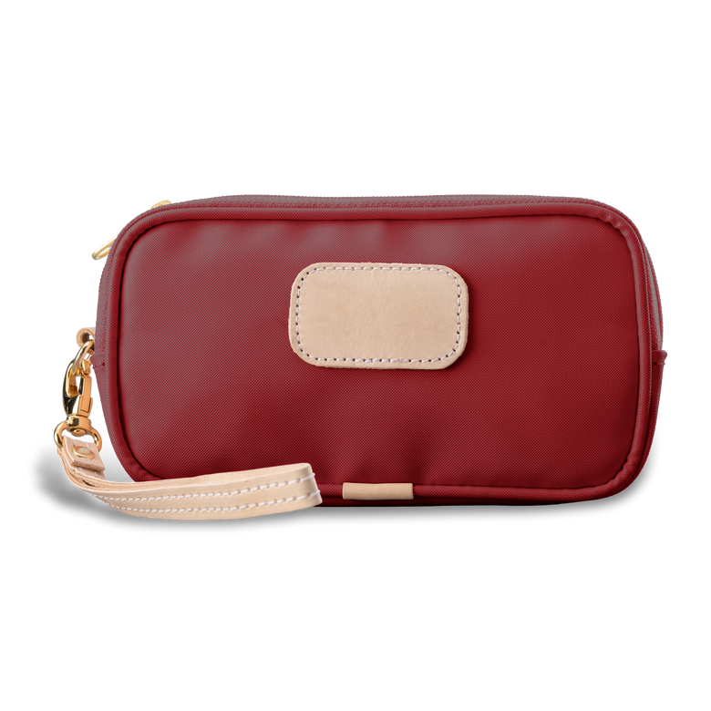 Wristlet - Red Coated Canvas Front Angle in Color 'Red Coated Canvas'