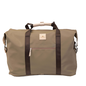 Weekender - Saddle Coated Canvas Front Angle in Color 'Saddle Coated Canvas'