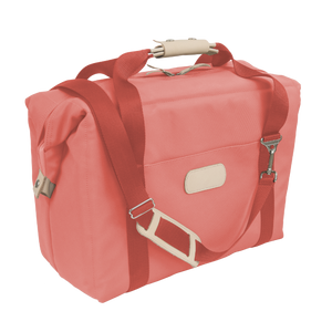 Large Cooler - Coral Coated Canvas Front Angle in Color 'Coral Coated Canvas'