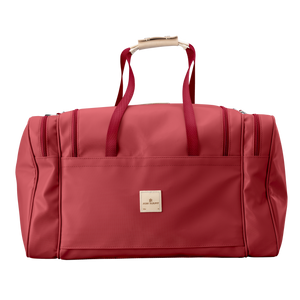 Large Square Duffel - Red Coated Canvas Front Angle in Color 'Red Coated Canvas'