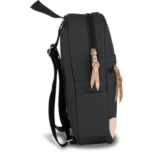 Mini Backpack - Charcoal Coated Canvas Front Angle in Color 'Charcoal Coated Canvas'
