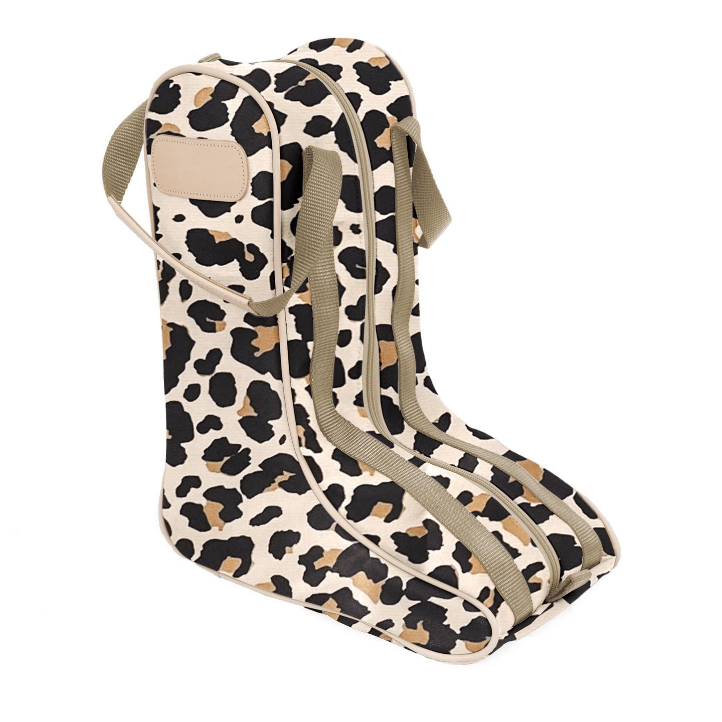 Boot Bag - Leopard Coated Canvas Front Angle in Color 'Leopard Coated Canvas'