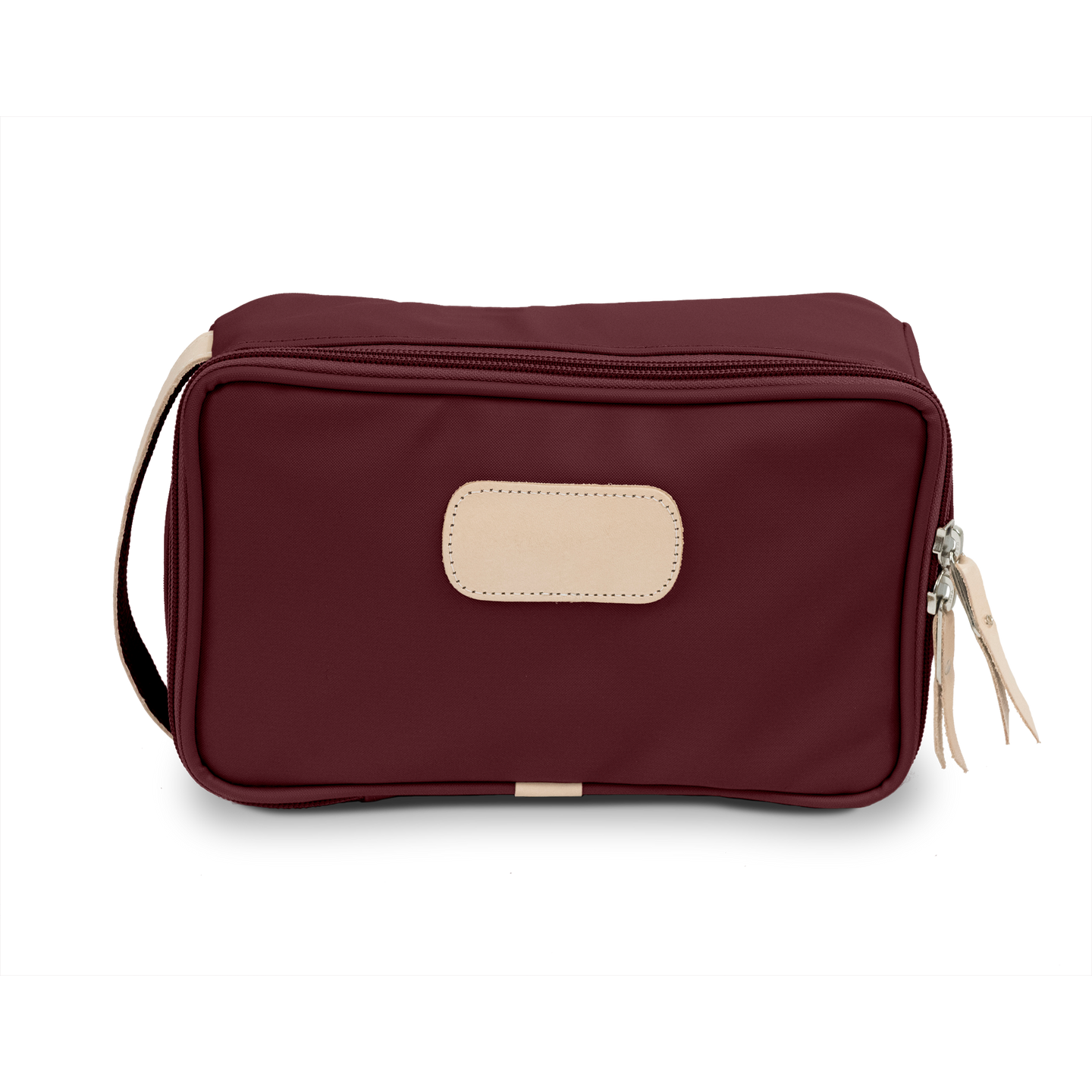 Small Travel Kit - Burgundy Coated Canvas Front Angle in Color 'Burgundy Coated Canvas'