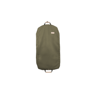 50" Garment Bag - Moss Coated Canvas Front Angle in Color 'Moss Coated Canvas'