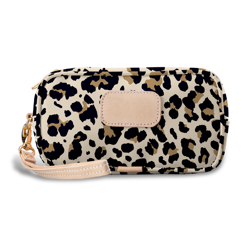 Wristlet - Leopard Coated Canvas Front Angle in Color 'Leopard Coated Canvas'