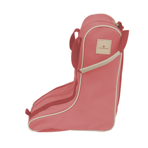 Boot Bag - Coral Coated Canvas Front Angle in Color 'Coral Coated Canvas'