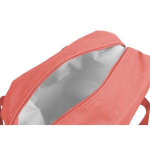 Cooler - Coral Coated Canvas Front Angle in Color 'Coral Coated Canvas'