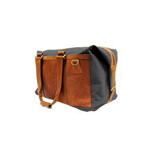 JH Duffle - Smoke Canvas Front Angle in Color 'Smoke Canvas'