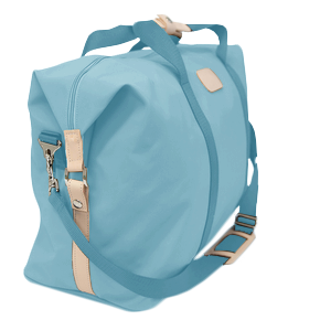 Weekender - Ocean Blue Coated Canvas Front Angle in Color 'Ocean Blue Coated Canvas'