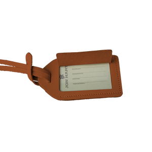 Luggage Tag - Bridle Leather Front Angle in Color 'Bridle Leather'