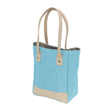 Load image into Gallery viewer, Alamo Heights Tote - Ocean Blue Coated Canvas Front Angle in Color &#39;Ocean Blue Coated Canvas&#39;
