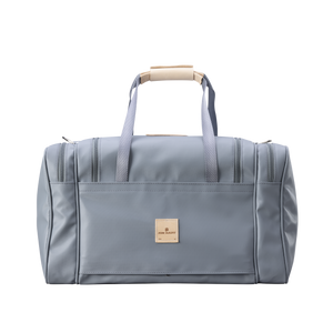 Medium Square Duffel - Slate Coated Canvas Front Angle in Color 'Slate Coated Canvas'