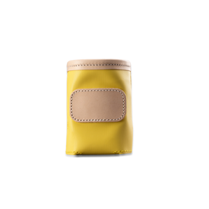 Quality made in America insulated can holder with leather patch to personalize with initials or monogram
