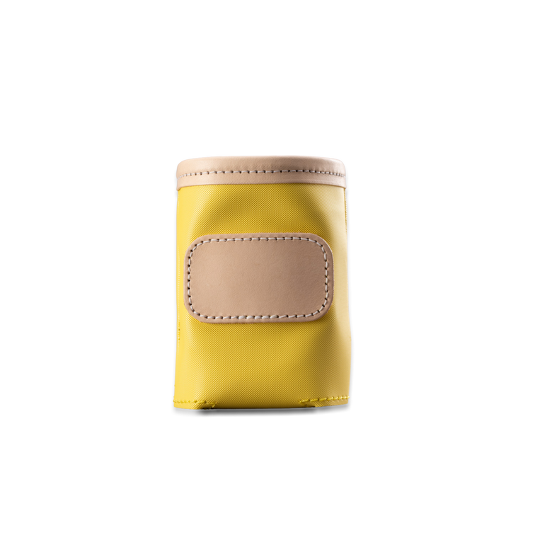 Quality made in America insulated can holder with leather patch to personalize with initials or monogram