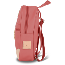 Load image into Gallery viewer, Mini Backpack - Coral Coated Canvas Front Angle in Color &#39;Coral Coated Canvas&#39;
