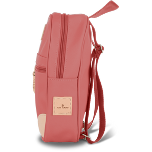 Mini Backpack - Coral Coated Canvas Front Angle in Color 'Coral Coated Canvas'