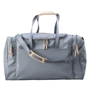 Large Square Duffel - Slate Coated Canvas Front Angle in Color 'Slate Coated Canvas'
