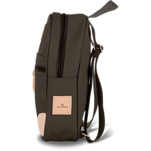 Load image into Gallery viewer, Mini Backpack - Espresso Coated Canvas Front Angle in Color &#39;Espresso Coated Canvas&#39;
