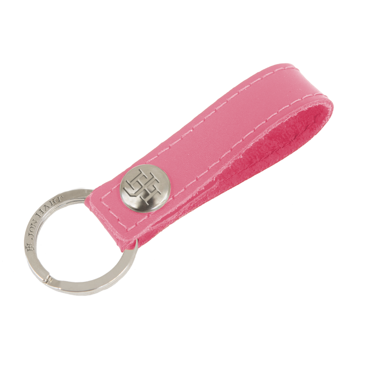 Key Ring - Hot Pink Leather Front Angle in Color 'Hot Pink Leather'