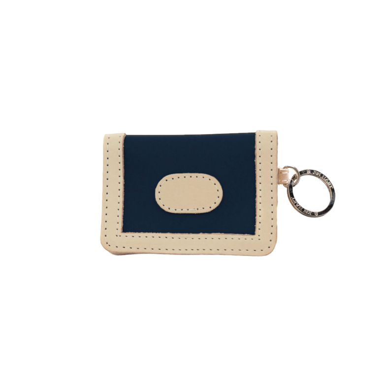ID Wallet - Navy Coated Canvas Front Angle in Color 'Navy Coated Canvas'